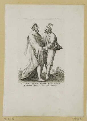 Zwei sich anblickende Männer, Blatt 2 der Folge "Mascarades"
