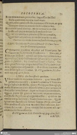 LXVI. De Iohanne Friderico Duce & Electore Saxoniae, & Centauro quodam