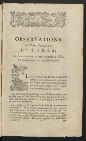 Observations Sur l'Art d'ecrire des Lettres