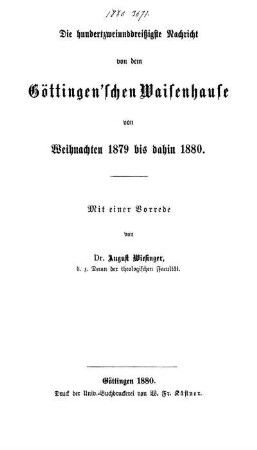 132: Nachricht von dem Göttingen'schen Waisenhause