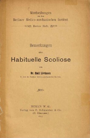 Bemerkungen über Habituelle Scoliose