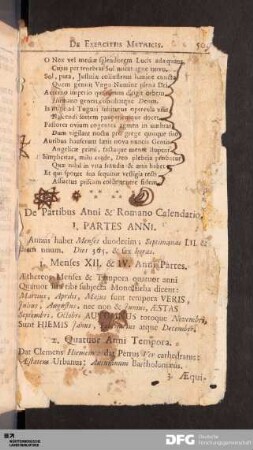 De Partibus Anni & Romano Calendario