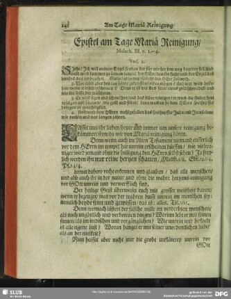 Epistel am Tage Mariä Reinigung, Malach. III. v. 1. --4. Vers. 1.