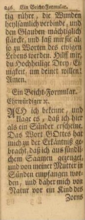 Ein Beicht-Formular