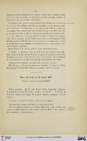 Séance du Comité du 15 janvier 1877