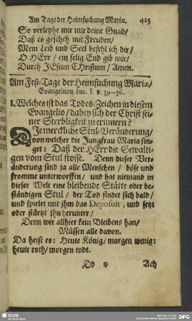Am Fest-Tage der Heimsuchung Mariae