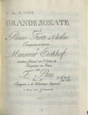 Grande sonate : pour le pianoforte et violon ... ; oeuv. 10