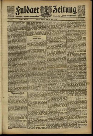 Erste Ausgabe vom Freitag, den 26. Juli 1912.