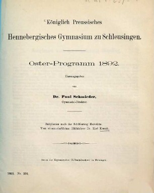 Oster-Programm. 1891/92