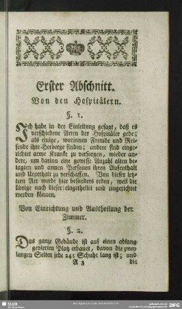 Erster Abschnitt. Von den Hospitälern