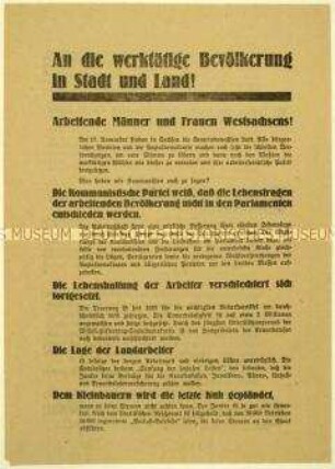 Aufruf der KPD zu den sächsischen Kommunalwahlen 1929