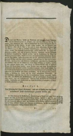 Artikel I. Von Führung des Haues überhaupt, und wie es künftig mit den damit verbundenen Forst-Eintheilungen gehalten werden soll.