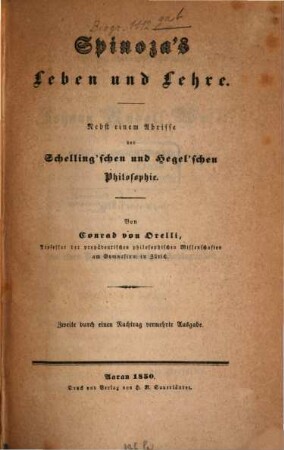 Spinoza's Leben und Lehre