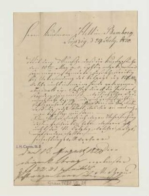 Brief von Johann Gottlob Wilhelm Grau an Joseph Heller