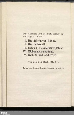 Diese Sammlung "Arts and Crafts Essays" enthält
