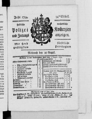 34tes Stück., Ausgabe vom 20. August 1794