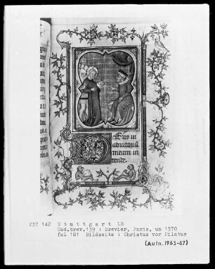 Lateinisches Stundenbuch — Bildseite mit Textanfang, Folio 181recto
