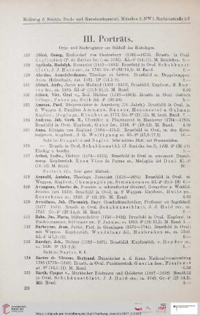 III. Porträts (Nr. 518 - 925)