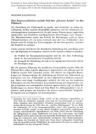 Der kommunikative soziale Stil der "kleinen Leute" in der Filsbach