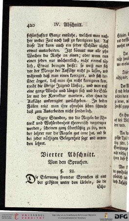 Vierter Abschnitt: Von den Sprachen.