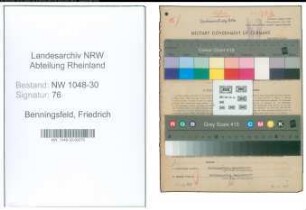 Entnazifizierung Friedrich Benningsfeld , geb. 14.01.1894 (Beamter)