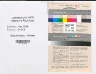 Entnazifizierung Werner Schuermann, geb. 30.09.1913 (Versich.Kaufmann)