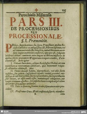 Pars III. De Processionibus
