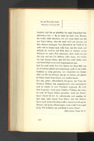An die Tochter Anna Wandsbeck, den 22. Juni 1798