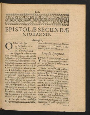 Epistolae Secundae S. Johannis.