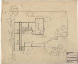 Schneider - Esleben, Paul; Lennestadt - Altenhundem; Gymnasium der Stadt Lennestadt - Wettbewerbsentwurf; Erdgeschoss (Grundriss)