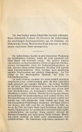 Zur Pathologie und Therapie der Lebercirrhose