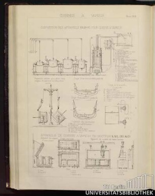 Planche No. 51 Cuisines à vapeur. Disposition des appareils Egrot pour cuisine a vapeur