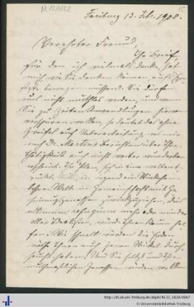 Brief von Ludwig Schemann vom 13.02.1908.