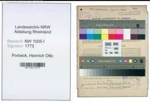 Entnazifizierung Heinrich Otto Porbeck , geb. 14.04.1900 (Abteilungsleiter)