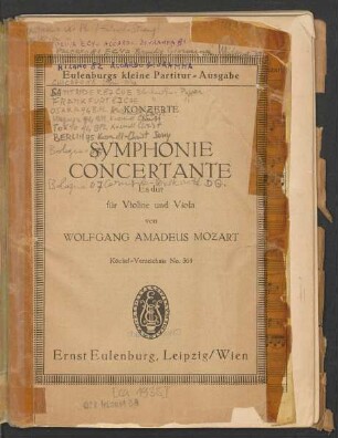 Symphonie concertante Es dur für Violine und Viola : Köchel-Verzeichnis No. 364