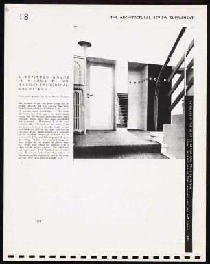 Sammelmappe: Eingang zur Wohnung Arthur Schnitzler, Wien: Eingangshalle (Aus: The Architectural Review, Nr. 18, 1936, S.123)