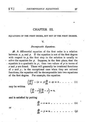 Chapter III. Equations of the First Order, but not of the First Degree.