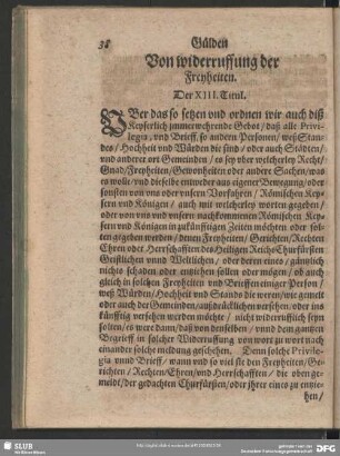 Von widerruffung der Freyheiten