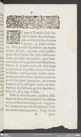 De coena Domini Jesu Sacra Ecclesia ...