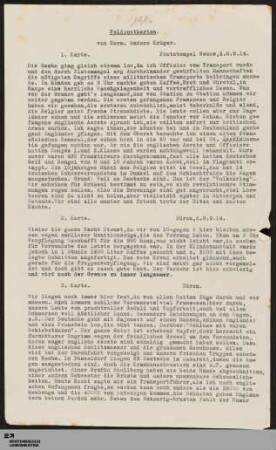 [Feldpostkarten, 08.09. - 19.10.1914]
