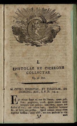 I. Epistolae Ex Cicerone Collectae.
