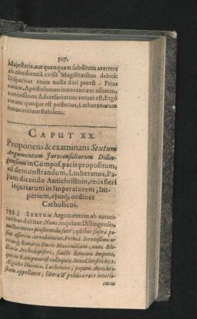 Caput XX. Proponens & examinans Sextum Argumentum Iuresconsultorum Dillingensium ...