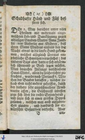 Schadhafte Händ und Füß bessern sich.