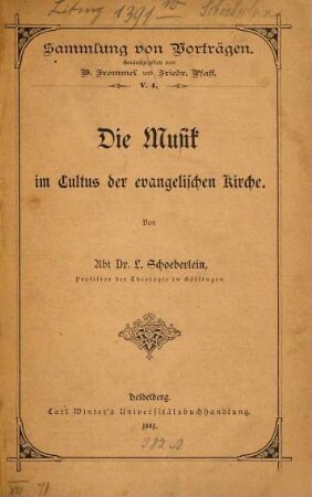 Die Musik im Cultus der evangelischen Kirche