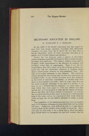 Secondary Education in England