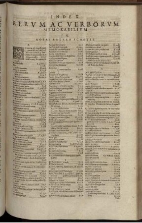 Index Rerum Ac Verborum Memorabilium In Notas Andreae Schotti