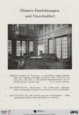 Zimmer-Einrichtungen und Einzelmöbel (Nr. 1-46)