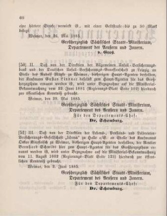 51. Ministerial-Bekanntmachung, der Lebens-, Pensions- und Leibrenten-Versicherungs-Gesellschaft "Iduna" zu Halle a/S. betreffend