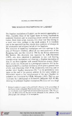 The Sogdian inscriptions of Ladakh