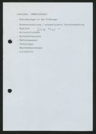 Lehrpläne Handelsschule
